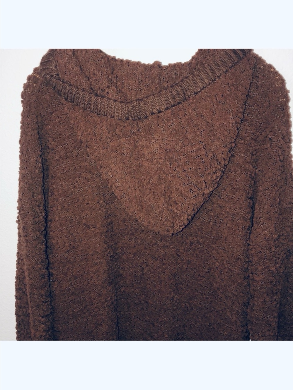 Zenana Outfitters Brown Hooded Popcorn Knit Sweater - Picture 4 of 6
